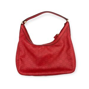 Gucci Guccissima Charmy Hobo Bag Red Leather